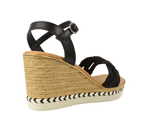 Sandale casual, dama, PASS COLLECTION, 70416, negru, textil, platforma